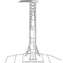 Nasa Saturn V on the launch pad coloring page