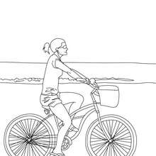 Girl riding bike coloring page - Coloring page - TRANSPORTATION coloring pages - BIKE coloring pages