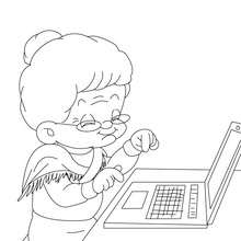 Grandma surfing on the internet coloring page - Coloring page - HOLIDAY coloring pages - GRANDPARENTS DAY Coloring pages