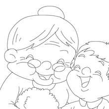 Grandmother with kids coloring page - Coloring page - HOLIDAY coloring pages - GRANDPARENTS DAY Coloring pages