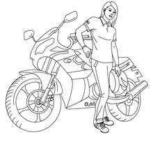 Motorcycle racer with helmet coloring page - Coloring page - TRANSPORTATION coloring pages - MOTORCYCLE coloring pages