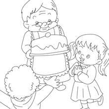 Grandmother's cake coloring page - Coloring page - HOLIDAY coloring pages - GRANDPARENTS DAY Coloring pages