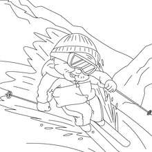 Grandma skiing coloring page