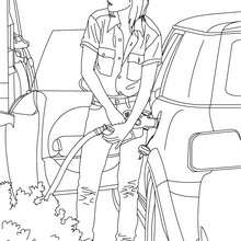Car refuelling coloring page - Coloring page - TRANSPORTATION coloring pages - CAR coloring pages