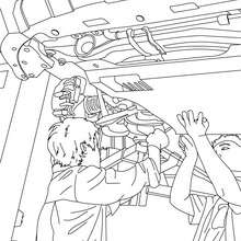 Garage mechanics repairing a car coloring page - Coloring page - TRANSPORTATION coloring pages - CAR coloring pages