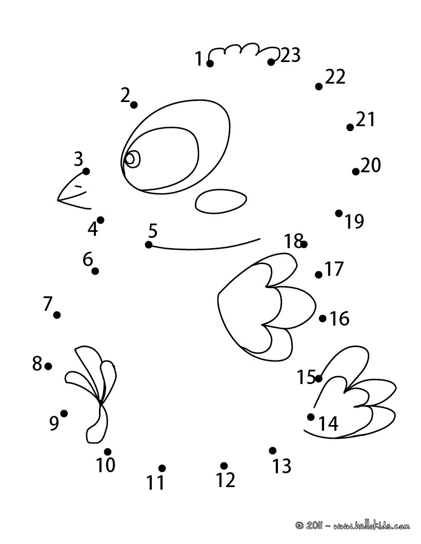 Easter hen dot to dot game coloring pages - Hellokids.com