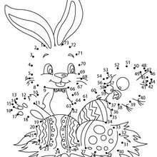 Easter bunny and eggs dot to dot game printable connect the dots game