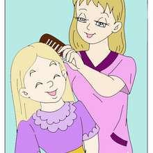 MOM with DAUGHTER - Drawing for kids - HOLIDAY illustrations - MOTHER'S DAY illustrations
