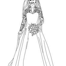 Kate Middleton's Royal wedding dress coloring page - Coloring page - FAMOUS PEOPLE Coloring pages - KATE and WILLIAM coloring pages