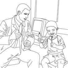 Dentist and kid in the dental surgery coloring page - Coloring page - JOB coloring pages - DENTIST coloring pages