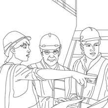 Architect on the construction site with the workers coloring page - Coloring page - JOB coloring pages - ARCHITECT coloring pages