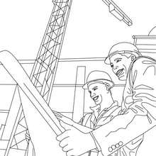 Architect reading a plan with the work foreman coloring page - Coloring page - JOB coloring pages - ARCHITECT coloring pages