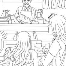 Butcher working in his shop coloring page - Coloring page - JOB coloring pages - BUTCHER coloring pages