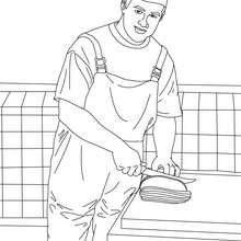 Butcher slicing meat coloring page - Coloring page - JOB coloring pages - BUTCHER coloring pages
