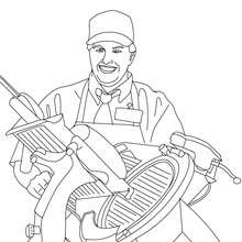 Butcher slicing ham coloring page - Coloring page - JOB coloring pages - BUTCHER coloring pages