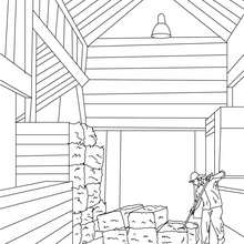 Farmer storing straw coloring page - Coloring page - JOB coloring pages - FARMER coloring pages
