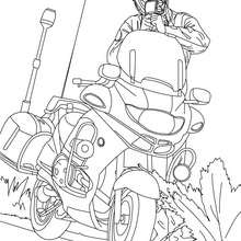 Motorcycle police officer controlling speed traffic coloring page - Coloring page - JOB coloring pages - POLICEMAN coloring pages