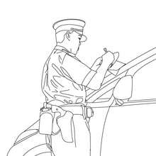 Police officer car control coloring page - Coloring page - JOB coloring pages - POLICEMAN coloring pages