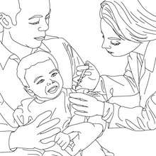 Kid gets vaccinated by doctor coloring page - Coloring page - JOB coloring pages - DOCTOR coloring pages