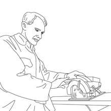 Carpenter saws wood coloring page - Coloring page - JOB coloring pages - CARPENTER coloring pages