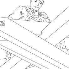 Carpenter on a roof sturcture coloring page - Coloring page - JOB coloring pages - CARPENTER coloring pages