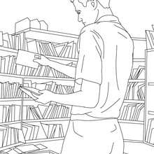 Postman sorts mails in the post office coloring page