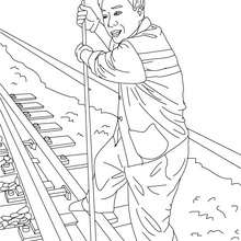 Rail switchman coloring page - Coloring page - JOB coloring pages - TRAIN STATION JOBS coloring pages