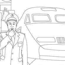 Train station chief coloring page - Coloring page - JOB coloring pages - TRAIN STATION JOBS coloring pages