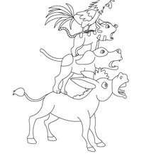 The Bremen Town Musicians tale coloring page - Coloring page - FAIRY TALES coloring pages - GRIMM fairy tales coloring pages