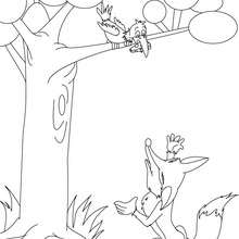 THE RAVEN AND THE FOX coloring page - Coloring page - FAIRY TALES coloring pages - Fables of LA FONTAINE coloring pages