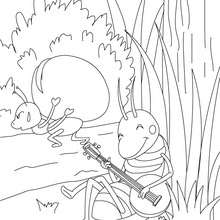 THE GRASSHOPPER AND THE ANT coloring page