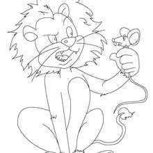THE LION AND THE MOUSE coloring page - Coloring page - FAIRY TALES coloring pages - Fables of LA FONTAINE coloring pages