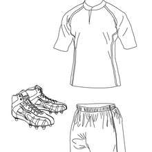 Rugby shirt, shorts and shoes coloring page - Coloring page - SPORT coloring pages - RUGBY coloring pages - RUGBY EQUIPMENT coloring pages
