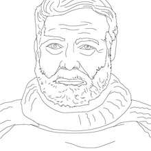 ERNEST HEMINGWAY coloring page - Coloring page - FAMOUS PEOPLE Coloring pages - FAMOUS AMERICAN PEOPLE coloring pages - IMPORTANT PEOPLE in The USA History