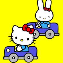 Hello Kitty taxi driver sliding puzzle online puzzle