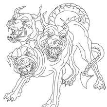 CERBERUS the 3 headed dog guadian of Hades coloring page
