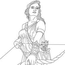 ARTEMIS the Greek goddess of hunting coloring page