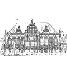 BREMEN TOWN HALL coloring page - Coloring page - COUNTRIES Coloring Pages - GERMANY coloring pages - FAMOUS PLACES IN GERMANY coloring pages