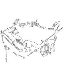 Homo Sapiens cave painting coloring page
