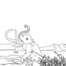 Homo Sapiens group hunting mammoth coloring page