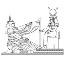 MAAT and ISIS egyptian deities coloring page - Coloring page - COUNTRIES Coloring Pages - EGYPT coloring pages - GODS AND GODDESSES of Ancient Egypt coloring pages