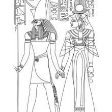 HORUS AND NEFERTITI deities coloring page - Coloring page - COUNTRIES Coloring Pages - EGYPT coloring pages - GODS AND GODDESSES of Ancient Egypt coloring pages