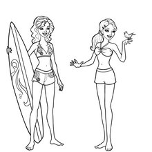 FALLON AND MERLIAH at Malibu beach coloring pagge - Coloring page - GIRL coloring pages - BARBIE coloring pages - BARBIE in A MERMAID TALE coloring pages