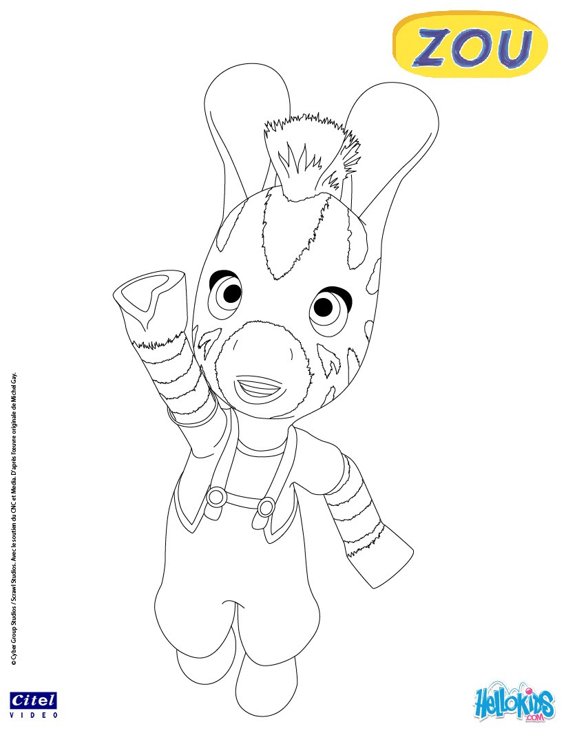 Zou the little zebra free coloring pages - Hellokids.com