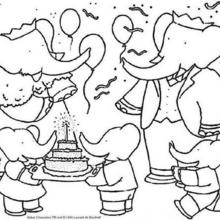 Happy Birthday Babar coloring page