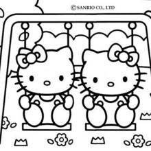 Hello Kitty having a swing coloring page