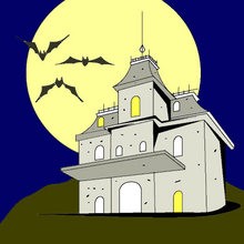 Halloween, HAUNTED HOUSES coloring pages