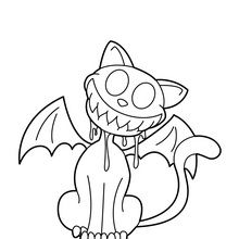 Cat-bat monster coloring page