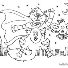 Cat monster coloring page