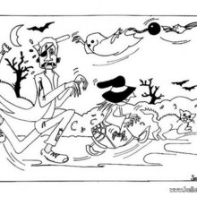 Halloween trick or treating coloring page